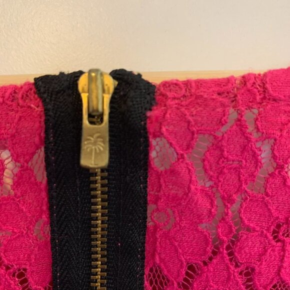 Lilly Pulitzer sz S Hot Pink Poppy Floral Sheer Lace Short Sleeve Top Fuchsia - Picture 6 of 8